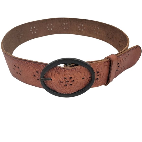 American Eagle Outfitters Accessories - American Eagle Outfitters Genuine Leather Belt Brown Large Buckle Western Womens
